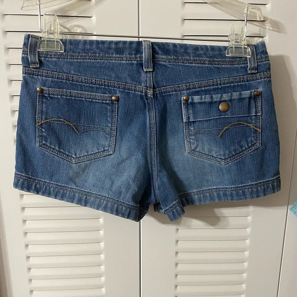 American Eagle Outfitters Snap Fly Shorts, Denim, Cotton blend, Sz 4, Y2K